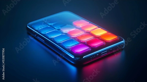 Fototapeta Futuristic Smartphone with Glowing Colorful Interface