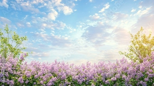 Fototapeta 1.Idyllic Spring Background with Blossoming Lilac Bushes
