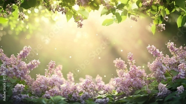 Fototapeta 1.Idyllic Spring Background with Blossoming Lilac Bushes