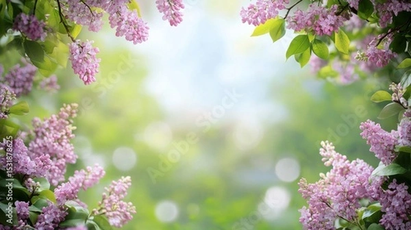 Fototapeta 1.Idyllic Spring Background with Blossoming Lilac Bushes