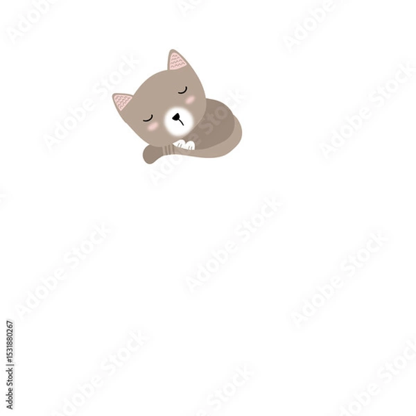 Obraz Sleeping cat cartoon illustration