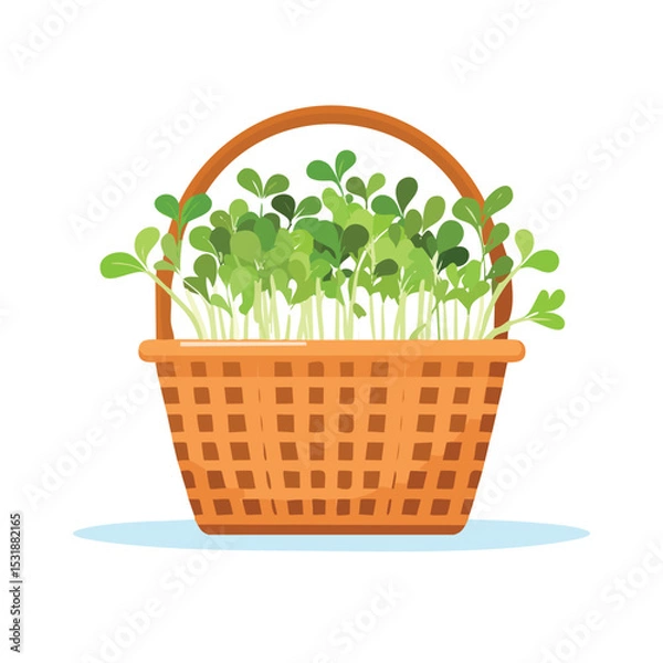 Fototapeta Cress in a basket Flat Vector Art with Clean Design and Minimal Detailing