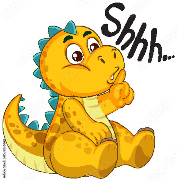 Obraz Cute Dinosaur Illustration with Quiet Gesture