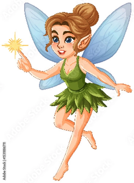 Obraz Whimsical Fairy with Sparkling Wand Illustration