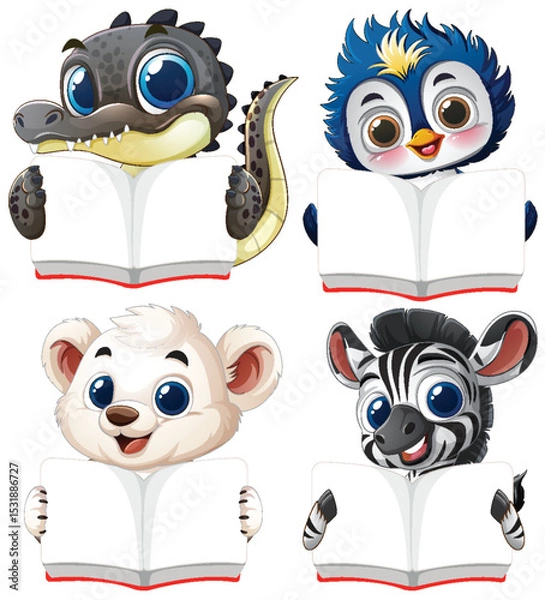 Obraz Cute Animals Reading Together