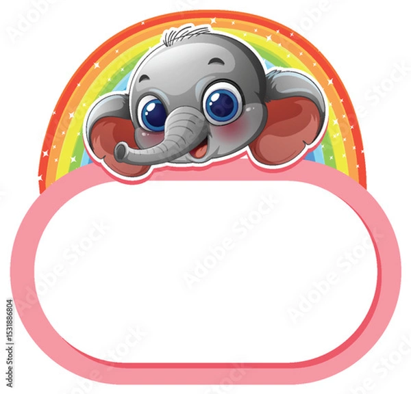 Obraz Cute Elephant with Rainbow Frame