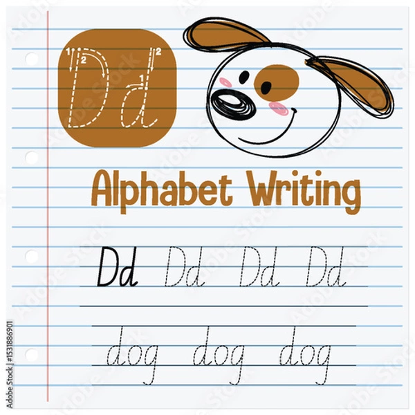 Obraz Alphabet Doodle with Dog Illustration