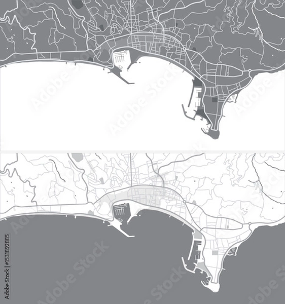 Fototapeta Layered editable vector illustration outline of Cannes,France.