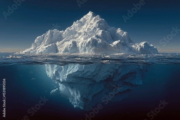 Fototapeta An huge floating iceberg in Antarctica with view from the bottom in water