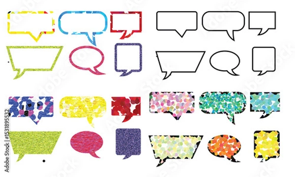 Obraz Collection of colorful speech bubbles and dialogue boxes
