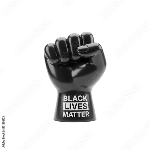 Fototapeta Black Fist Raised in Support of Black Lives Matter Movement in Protest Demonstration