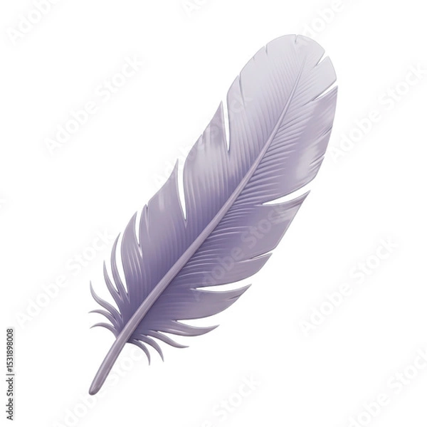 Fototapeta Elegant Light Purple Feather Isolated on White Background