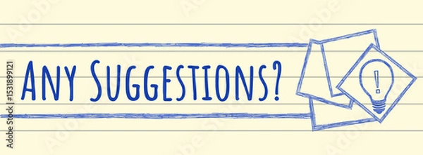 Obraz Any Suggestions Bulb Ball Pen Sketch Note Book Texture Boxes Text 