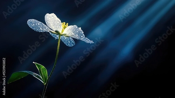Obraz Ethereal image of a lone flower with glowing petals, concept of nature fragility