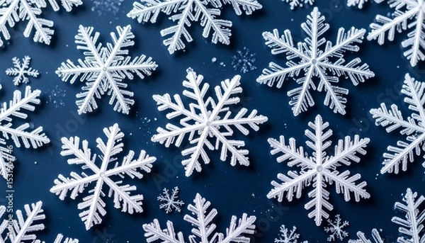 Fototapeta Macro Snowflake Pattern, Repeating Crystals on Cold Glass Surface