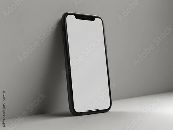 Fototapeta White tablet and two smartphones with blank screens on display