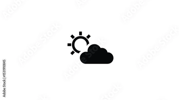 Fototapeta Sun and Cloud Weather Icon: Part Sun, Partly Cloudy Symbol