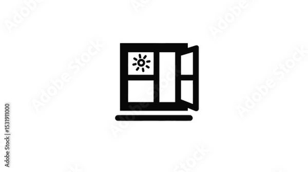 Fototapeta Open Window Icon: Sunlight, Ventilation, Design Element