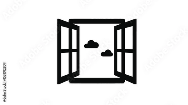 Fototapeta Open Window Icon: Simple Minimalist Design for Website and App UI