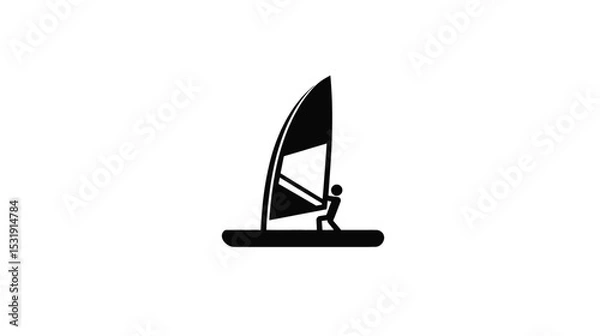 Fototapeta Windsurfing Icon: A Minimalist Vector Graphic