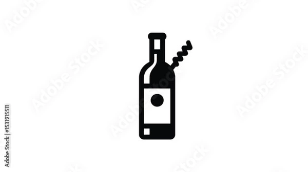 Fototapeta Wine Bottle Icon: Simple Black and White Vector Graphic