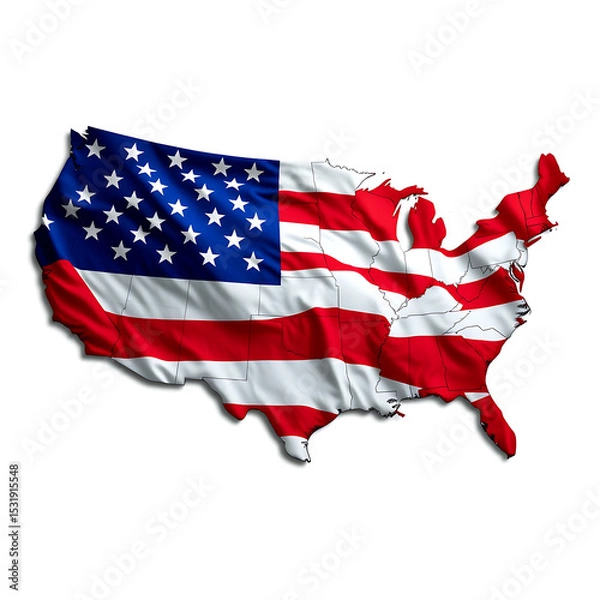 Fototapeta Patriotic U.S. Map with American Flag for Independence Day