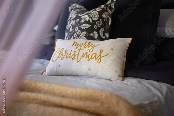Obraz decorative cushion with Merry Christmas in a cursive font