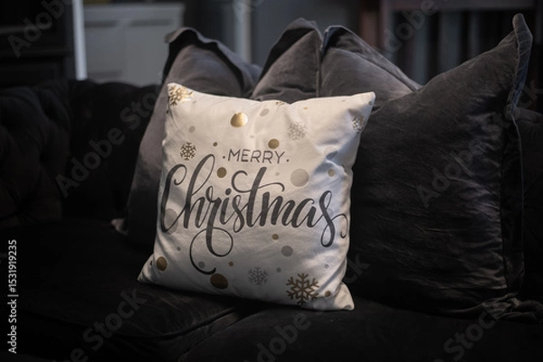 Obraz decorative cushion with Merry Christmas in a cursive font