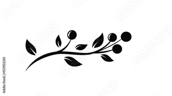 Fototapeta Elegant Black Branch Silhouette: Vector Design Element