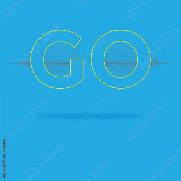 Fototapeta GO Bold Typography with Yellow Outline on Blue