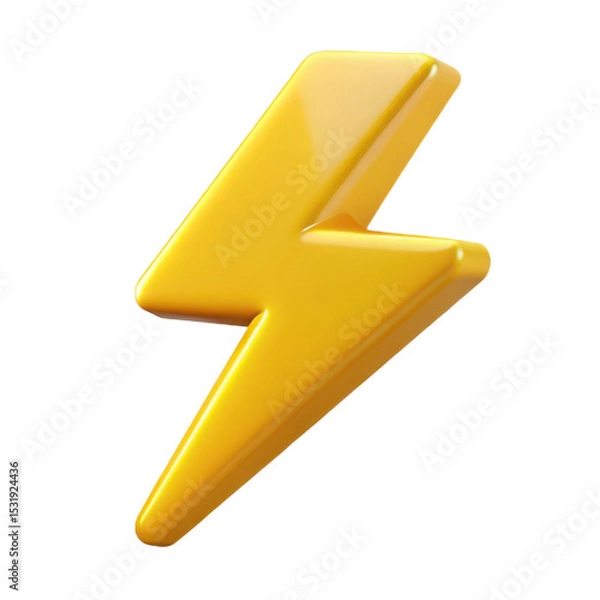 Fototapeta 3d Yellow lightning bolt illustration on transparent background