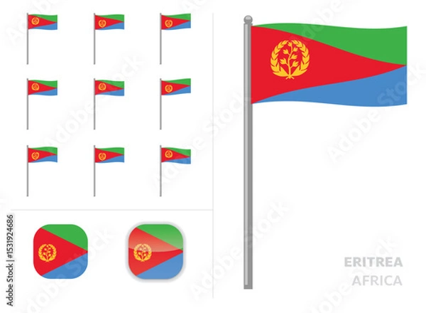 Fototapeta Eritrea Flag Country Waving Animation App Icon Vector