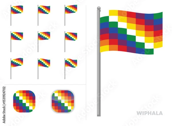 Fototapeta Wiphala Flag Waving Animation App Icon Vector