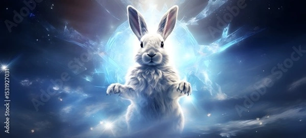 Fototapeta Galaxy Version of rabbit angel world, ai generative