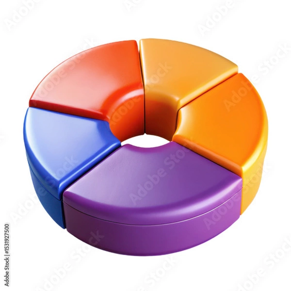 Fototapeta 3d Colorful circular chart diagram on transparent background