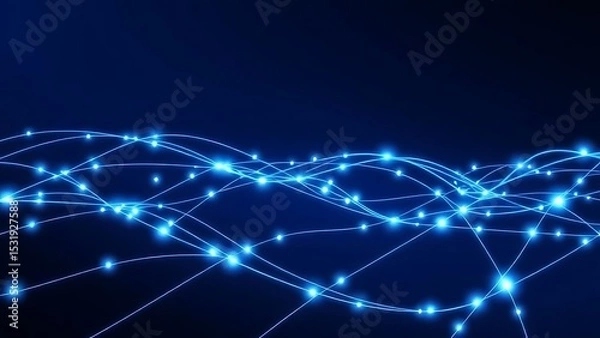 Fototapeta High-Tech Fiber Optic Network Background - Digital Data Connection, Global Communication & Internet Technology Abstract
