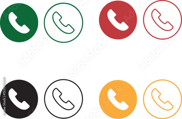 Obraz Phone Icon Set with Circular Backgrounds