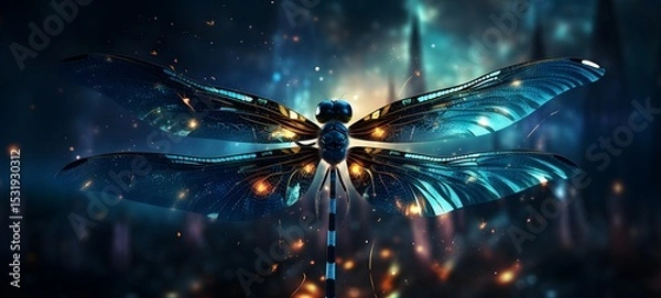 Fototapeta Galaxy Version of dragonfly world, ai generative
