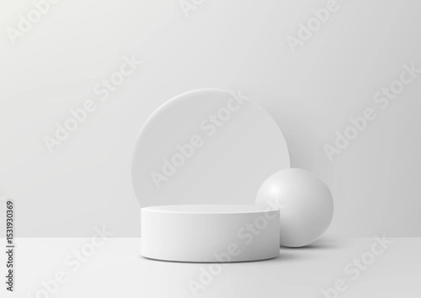 Fototapeta minimalist white podium display for product mockup showcase on clean modern studio background isolated space