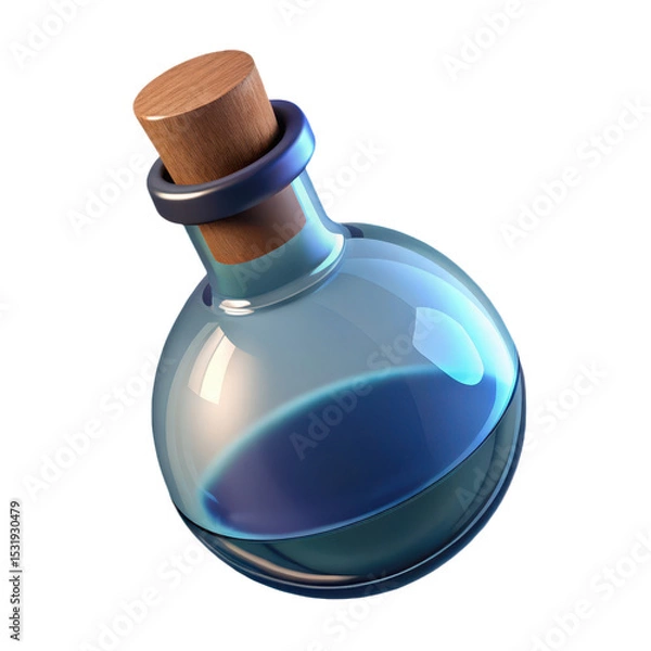 Fototapeta 3d Potion bottle with cork stopper on transparent background