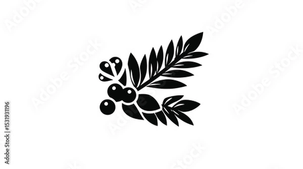 Fototapeta Elegant Black and White Botanical Illustration: Branch with Berries