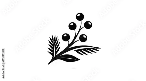 Fototapeta Elegant Berry Branch Silhouette: Vector Graphic for Design