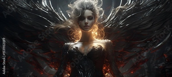 Fototapeta Galaxy Version of demon angel world, ai generative