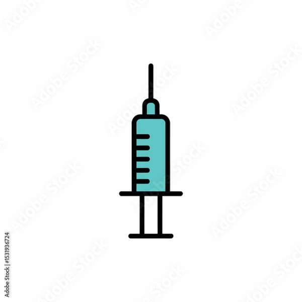 Obraz Teal and Black Medical Syringe on a White Background Healthcare Iconography