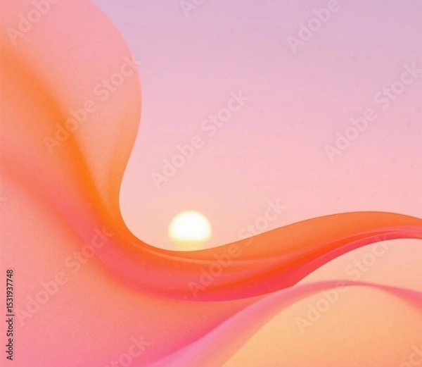 Fototapeta Orange and pink fluid gradient generative ai image of sunset with soft noise texture