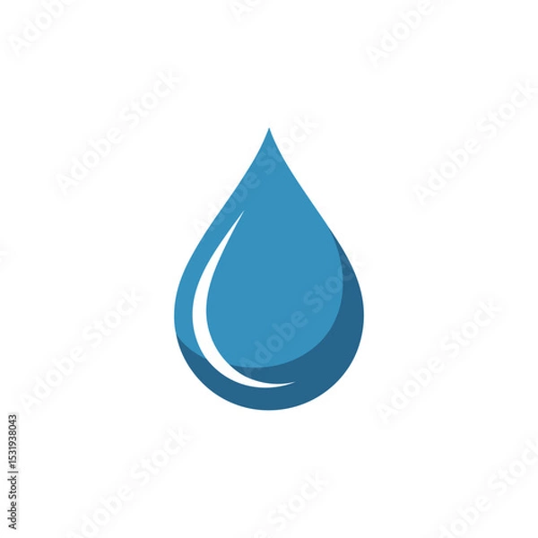 Obraz Single Light Blue Water Drop Isolated on White Background for Purity Concepts