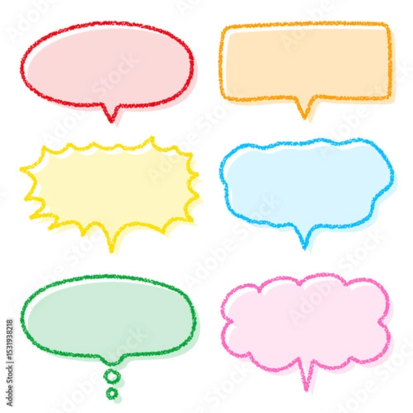 Fototapeta クレヨン素材　手描きのふきだしセット