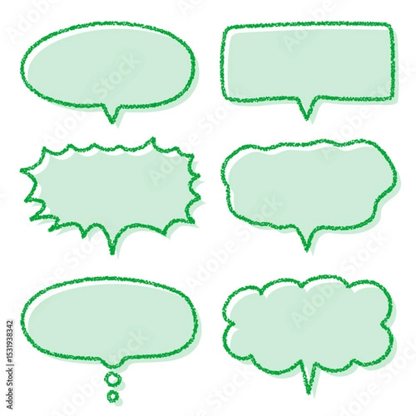 Fototapeta クレヨン素材　手描きのふきだしセット