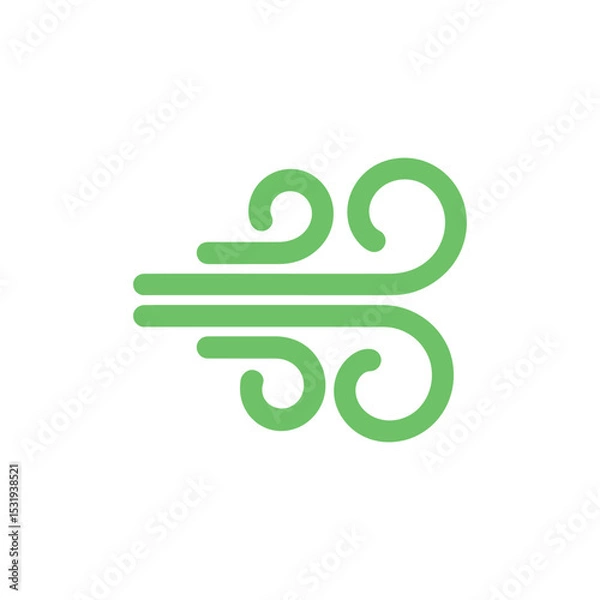 Obraz Isolated Green Wind Icon Simple Illustration of Airflow on White Background