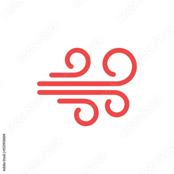 Obraz Minimalist Red Wind Icon Streamlined Design on White Background Representing Windy Conditions